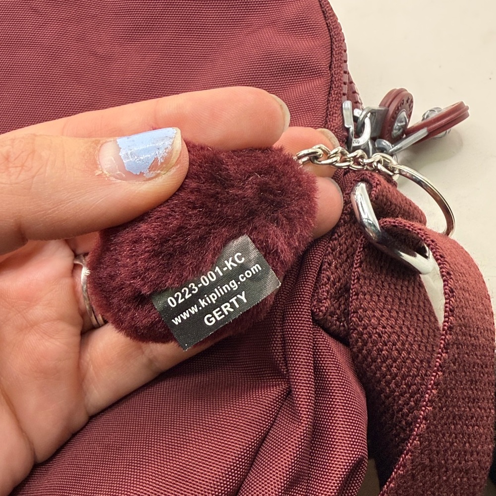 Kipling Keefe Gerty Crossbody Bag Purse Red Purple Maroon - Picture 11 of 15